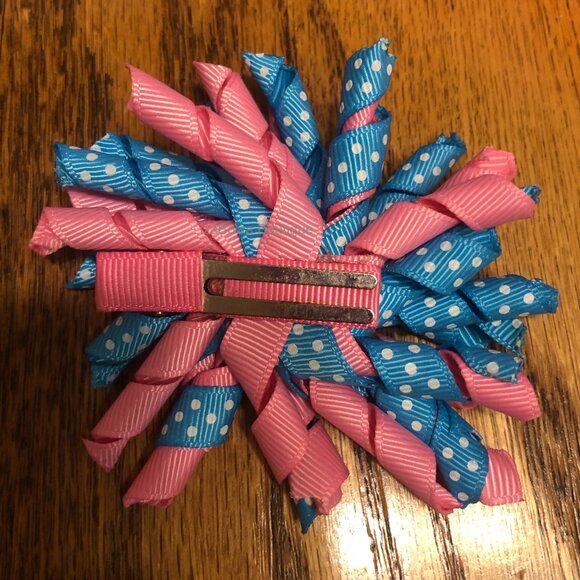 Bright Pink & Blue Korker Bow   HANDCRAFTED - Picture 2 of 3